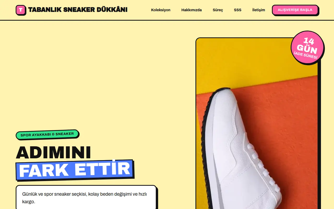 Giyim E-Ticaret Web Sitesi — Tabanlık Sneaker Dükkânı